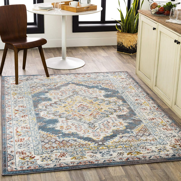 Anja Oriental Medallion Area Rug, Teal