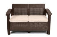All Weather Indoor Outdoor Patio Love Seat Couch With Cushions - Perfect for Balcony, Deck, and Poolside Seating