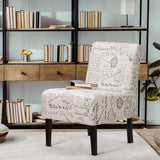 Armless Accent Chair Letter Print Fabric Living Room Chairs Contemporary Single