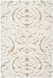 Damask Plush Thick Shag Area Rug, Cream / Beige