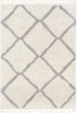 Celina White Moroccan Shag Diamond Trellis Pattern Area Rug