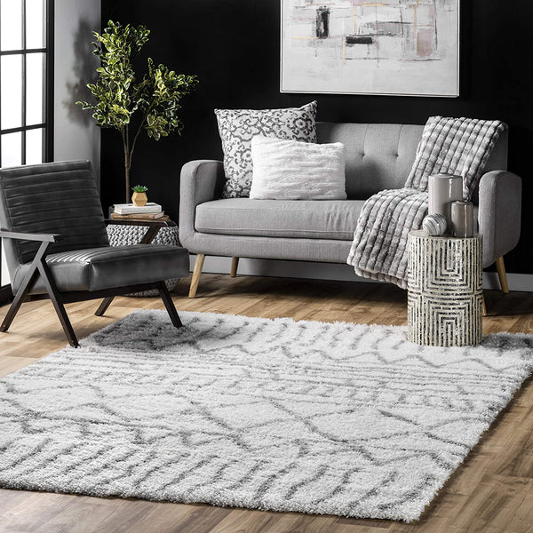 Renata Moroccan Shag Runner Rug,  Grey