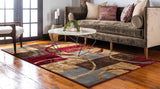 Modern Circles Rustic Warm Multi Soft Area Rug