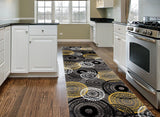 Contemporary Circles Gray/Grey Yellow White Black Area Rug
