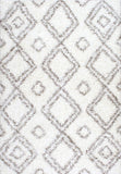 Premium White Grey Trellis Soft Plush Shag Area Rug