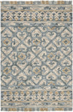 Blossom Collection BLM420A Handmade Fringe Premium Wool Area Rug, Light Beige / Blue