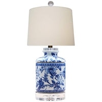 Sara 17"H Blue and White Chrysanthemum Jar Accent Table Lamp