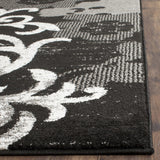 Black/Silver Floral Damask Soft Area Rug