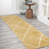 JONATHAN Y Minimalist Diamond Trellis soft Area Rug Bedroom Kitchen Multi/White