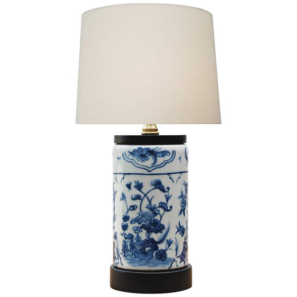 Olga 15" High Blue and White Cylinder Vase Accent Table Lamp