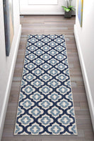 Trellis Blue Gray High Traffic Stain Resistant Indoor Outdoor Area Rug
