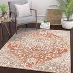 Micah Terracotta Red Vintage Medallion Area Rug