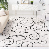 Premium Swirl Thick Plush  Ivory/Black Area Shag Rug