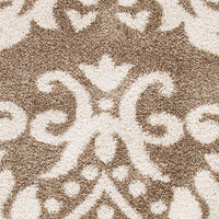 Damask Plush 1.2-inch Thick Area Shag Rug, Beige / Cream