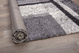 Geometric Pattern Gray Cozy Shag Area Rugs