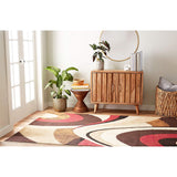 Contemporary Abstract Brown Red Soft Area Rugs