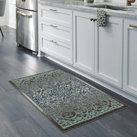 Maples Rugs Pelham Vintage Kitchen Rugs Non Skid Charcoal/Radiant Blue