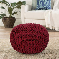 Ottoman Hand Knitted Cable Style Dori Pouf - Macramé Pouf - Cotton Braid Cord