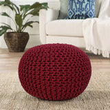 Ottoman Hand Knitted Cable Style Dori Pouf - Macramé Pouf - Cotton Braid Cord