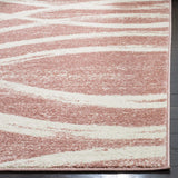 Modern Wave Distressed Soft Area Rug, Rose / Cream