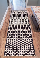 Miami Bourban Chevron Black Modern Area Rug