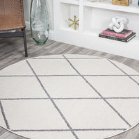 JONATHAN Y Minimalist Diamond Trellis soft Area Rug Bedroom Kitchen Multi/White