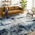 Modern Abstract Soft Area Rug, Aqua