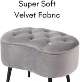 HOME Tufted Oblong Grey Ottoman Velvet Foot Stool