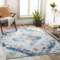 Antioch Blue Traditional Medallion Soft Area Rug