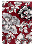 Floral Burgundy White Black Gray Area Rugs
