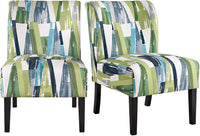 Modern Accent Chair Slipper Chair Casual Upholstered Single Sofa Fabric Cloth Armless Chair for Living Room Bedroom Vanity Desk Beige