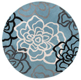 Floral Grey Blue Area Rug