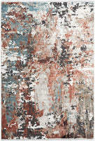 Contemporary Distressed Colorful Rust & Orange Area Rug