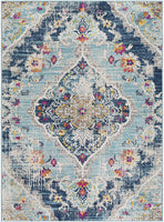 Antioch Blue Traditional Medallion Soft Area Rug