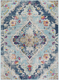 Antioch Blue Traditional Medallion Soft Area Rug