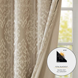 Blackout Curtains For Bedroom Mirage Damask Fabric Grommet, 50X95", 1-Panel Pack