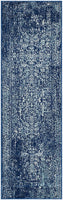 Vintage Distressed Navy and Ivory Area Rug