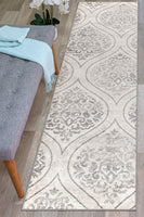 Floral Damask Cream Gray Area Rug