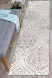 Floral Damask Cream Gray Area Rug