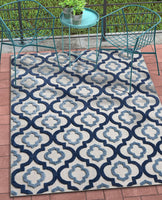 Trellis Blue Gray High Traffic Stain Resistant Indoor Outdoor Area Rug