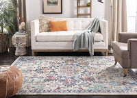 Boho Chic Medallion Distressed Soft Area Rug, Cream / Blue