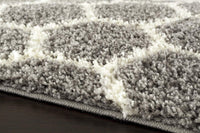 Cozy Geometric Shag Gray Area Rug