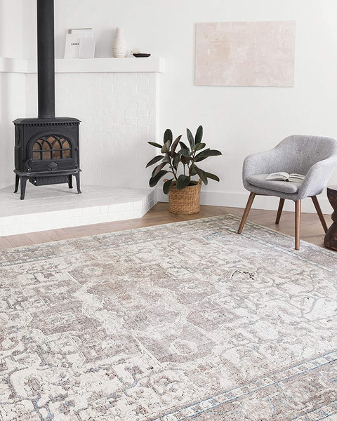 Dante Collection Soft Area Rug Ivory/Stone
