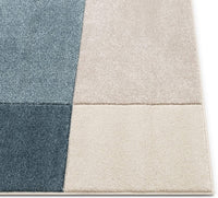 Modern Geometric Boxes Pattern Ivory Blue Multi Soft Area Rug