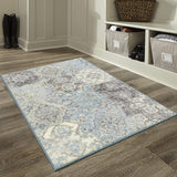 Maples Rugs Vintage Patchwork Distressed Non Slip Teal