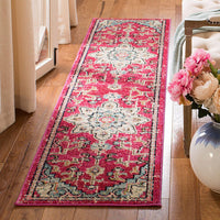 Boho Chic Medallion Distressed Soft Area Rug, Fuchsia / Blue