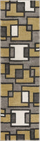 Modern Geometric Golden Yellow Gray Comfy Hand Carved Area Rugs