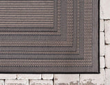 Outdoor Border Collection Solid Casual Transitional Indoor and Outdoor Flatweave Gray Area Rug