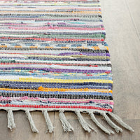 Hand-Woven Grey and Multi Flatweave Cotton Area