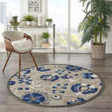 Indoor/Outdoor Floral Natural/Blue Area Rug